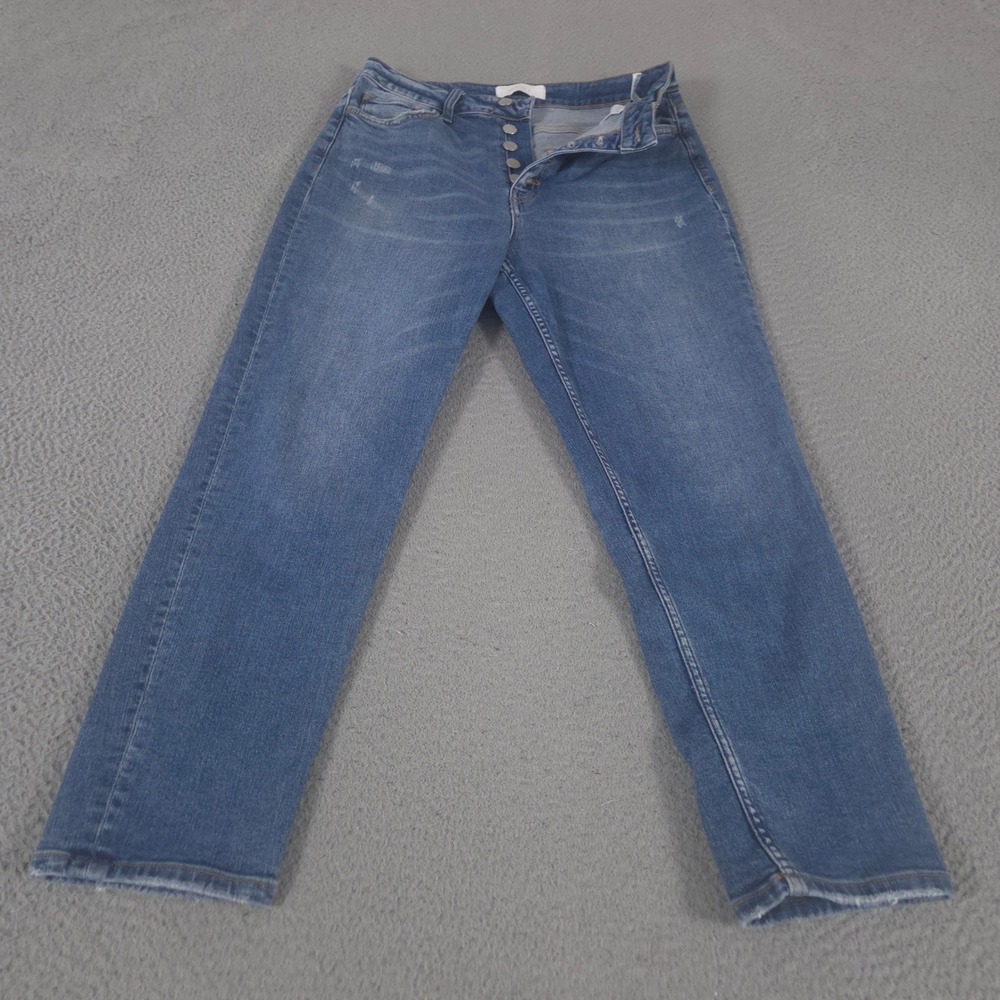 Vervet Jeans Womens 28 Blue Rivers High Rise Straight Leg Button Fly Distressed
